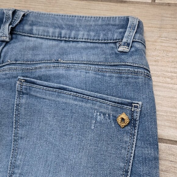 Democracy Ab Solutions Straight Crop Jeans Chunky Hem Seam Lightly Distressed 4P - Picture 6 of 8